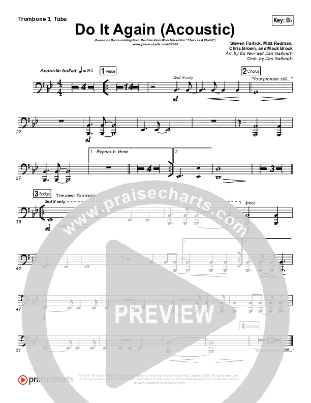 Do It Again (Acoustic) Trombone 3/Tuba (Elevation Worship)