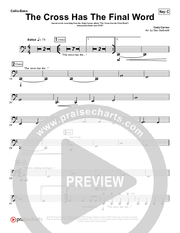 The Cross Has The Final Word Cello/Bass (Cody Carnes)