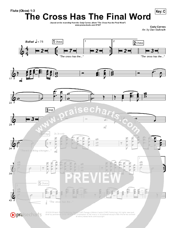 The Cross Has The Final Word Flute/Oboe 1/2/3 (Cody Carnes)