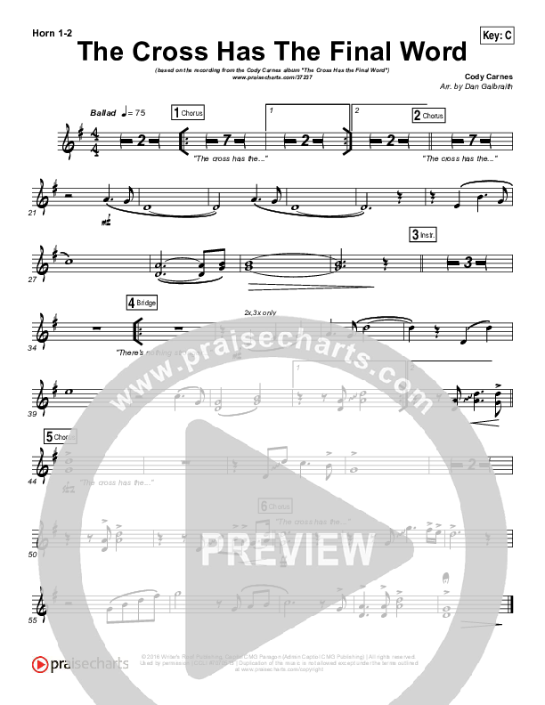 The Cross Has The Final Word Brass Pack (Cody Carnes)