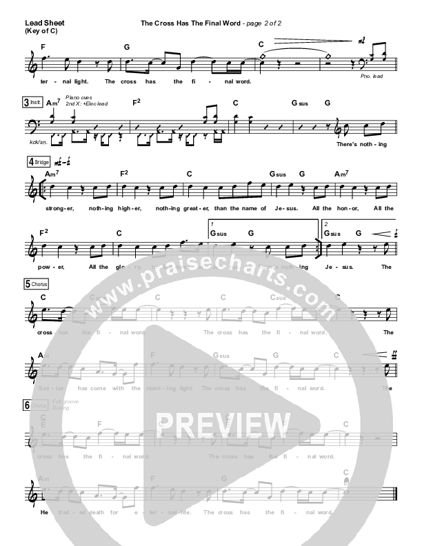 The Cross Has The Final Word Lead Sheet (Melody) (Cody Carnes)