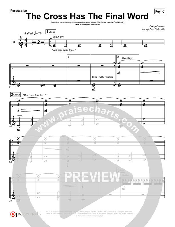 The Cross Has The Final Word Percussion (Cody Carnes)