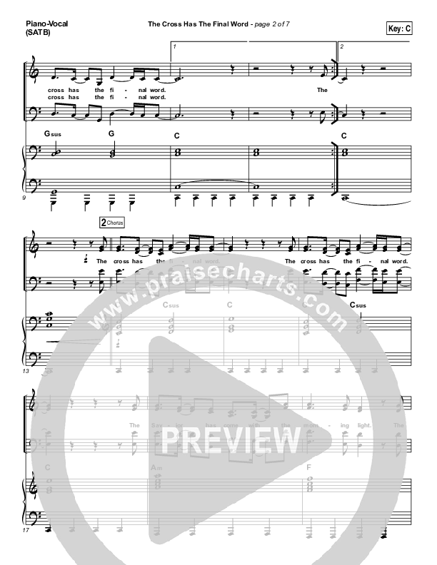 The Cross Has The Final Word Piano/Vocal (SATB) (Cody Carnes)