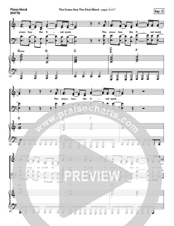The Cross Has The Final Word Piano/Vocal (SATB) (Cody Carnes)