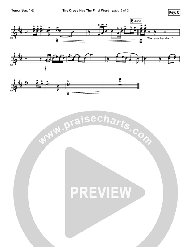The Cross Has The Final Word Tenor Sax 1/2 (Cody Carnes)