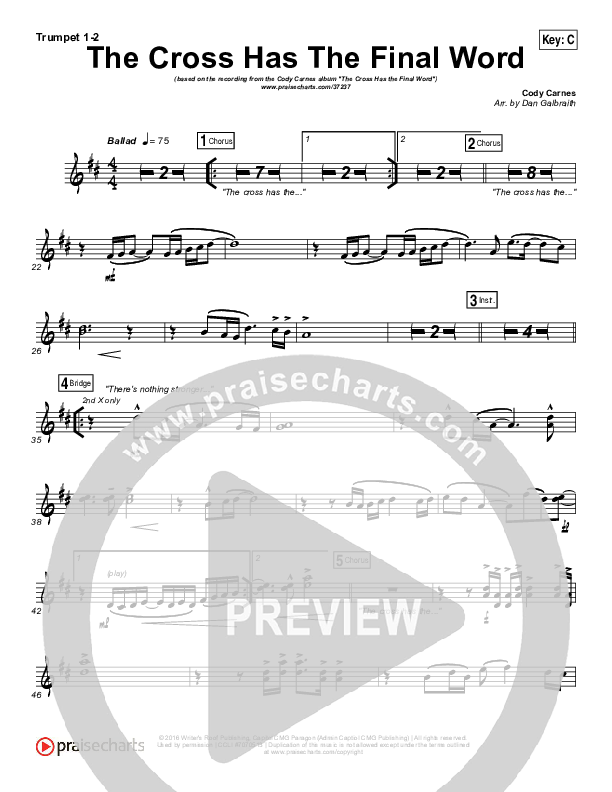 The Cross Has The Final Word Brass Pack (Cody Carnes)