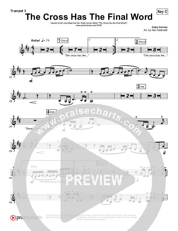 The Cross Has The Final Word Trumpet 3 (Cody Carnes)