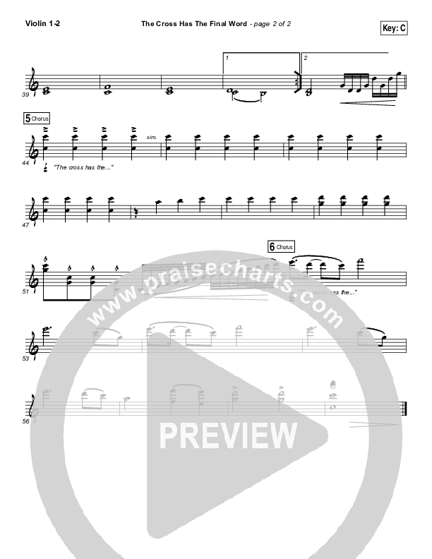 The Cross Has The Final Word Violin 1/2 (Cody Carnes)