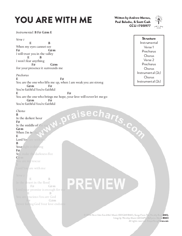 You Are With Me Chords & Lyrics (Andrew Marcus)