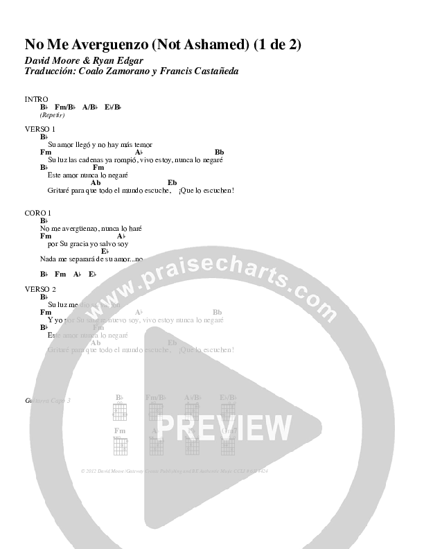 No Me Averguenzo (Not Ashamed) Chords & Lyrics (Gateway Worship Español)