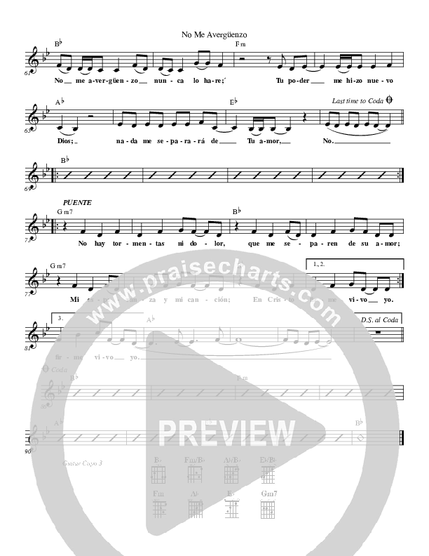 No Me Averguenzo (Not Ashamed) Lead Sheet (Gateway Worship Español)