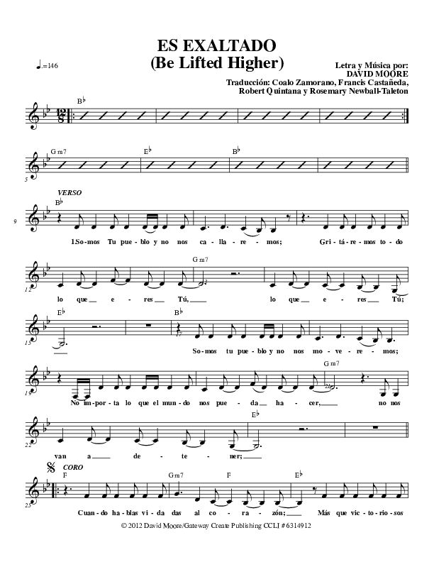 Es Exaltado (Be Lifted Higher) Lead Sheet (Gateway Worship Español)