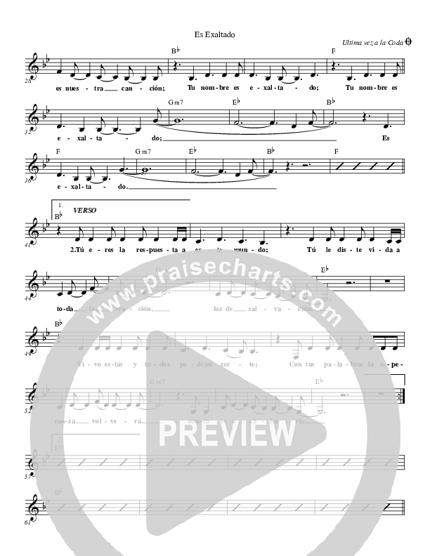 Es Exaltado (Be Lifted Higher) Lead Sheet (Gateway Worship Español)