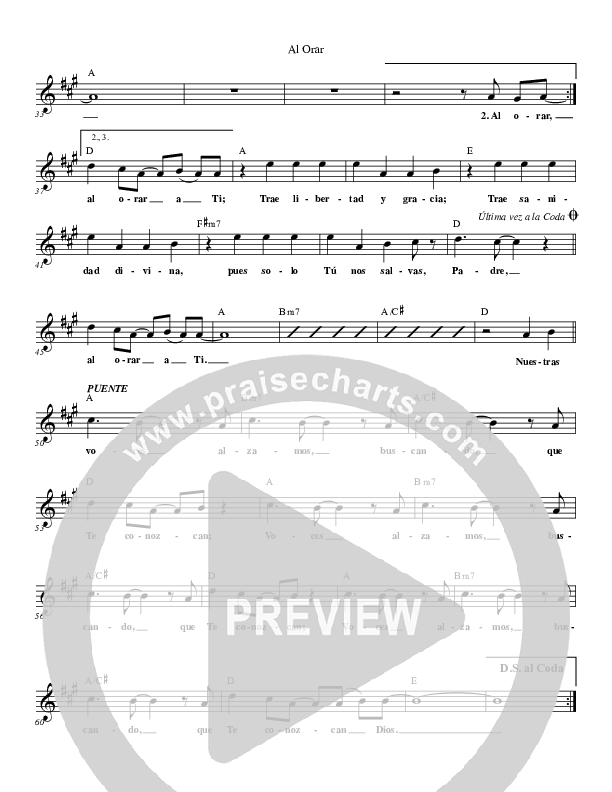 Al Orar (As We Pray) Lead Sheet (Gateway Worship Español)