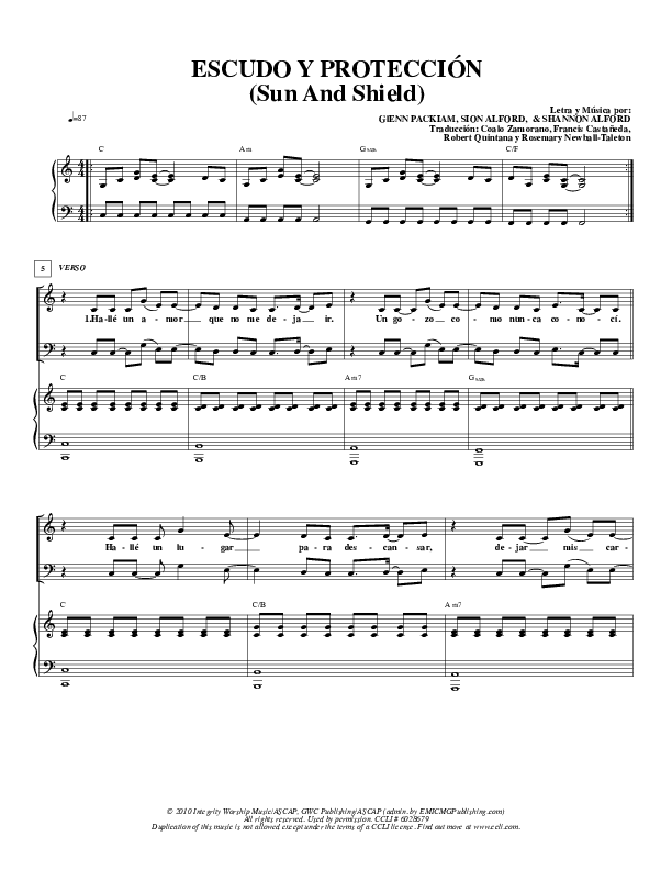 Escudo Y Procteccion (Sun And Shield) Piano/Vocal & Lead (Gateway Worship Español)