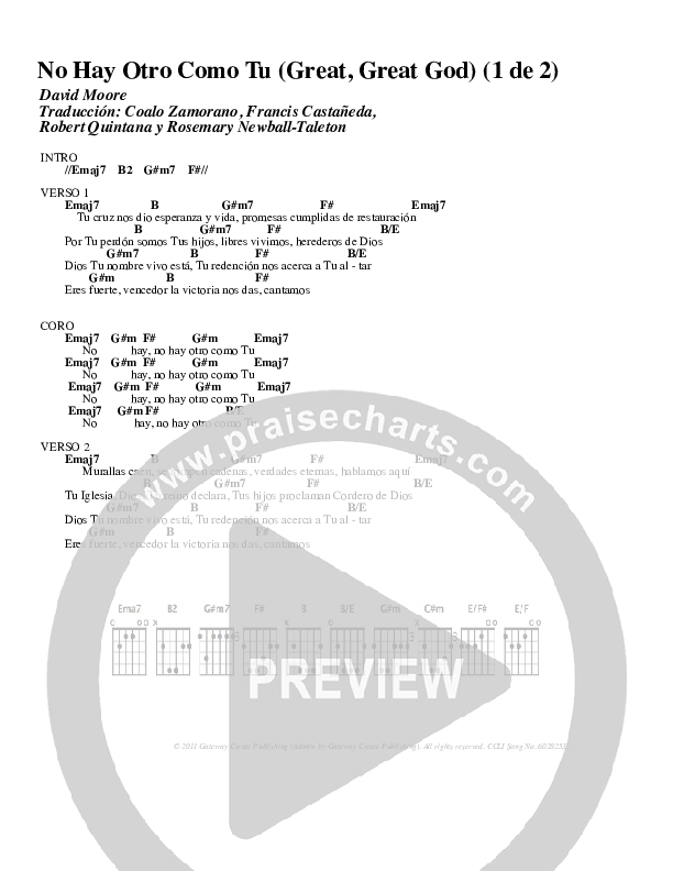 No Hay Otro Como Tu (Great Great God) Chords & Lyrics (Gateway Worship Español)