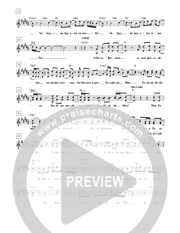 No Hay Otro Como Tu (Great Great God) Lead Sheet (Gateway Worship Español)