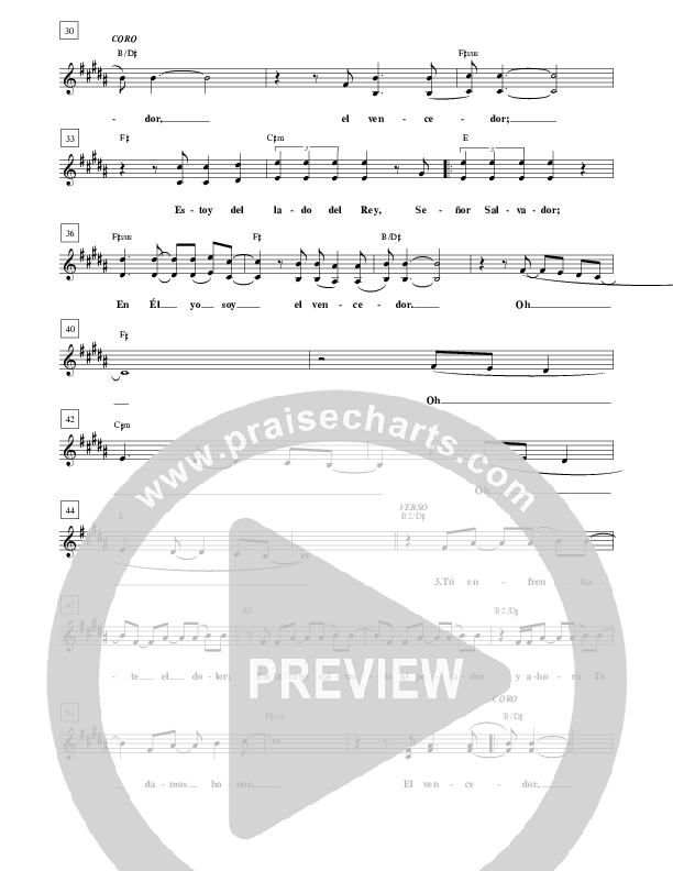 El Vencedor (Victorious) Lead Sheet (SAT) (Gateway Worship Español)