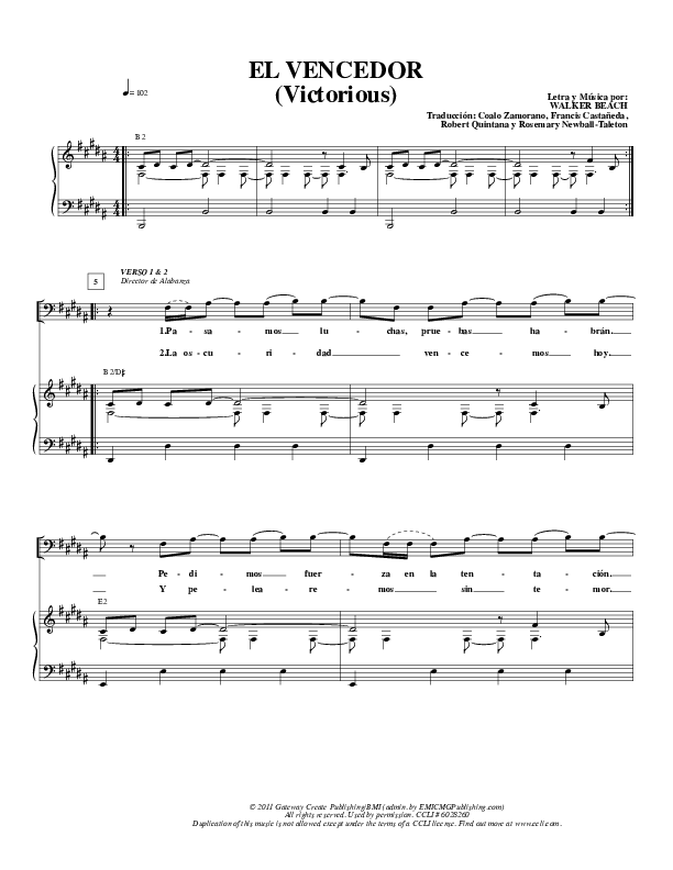 El Vencedor (Victorious) Piano/Vocal (SATB) (Gateway Worship Español)