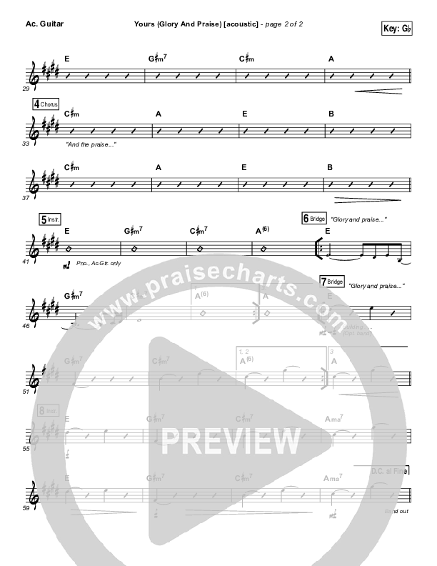 Yours (Glory And Praise) (Acoustic) Acoustic Guitar (Elevation Worship)