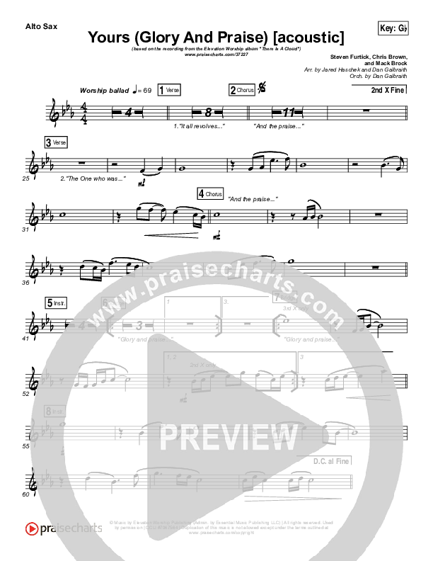 Yours (Glory And Praise) (Acoustic) Alto Sax (Elevation Worship)