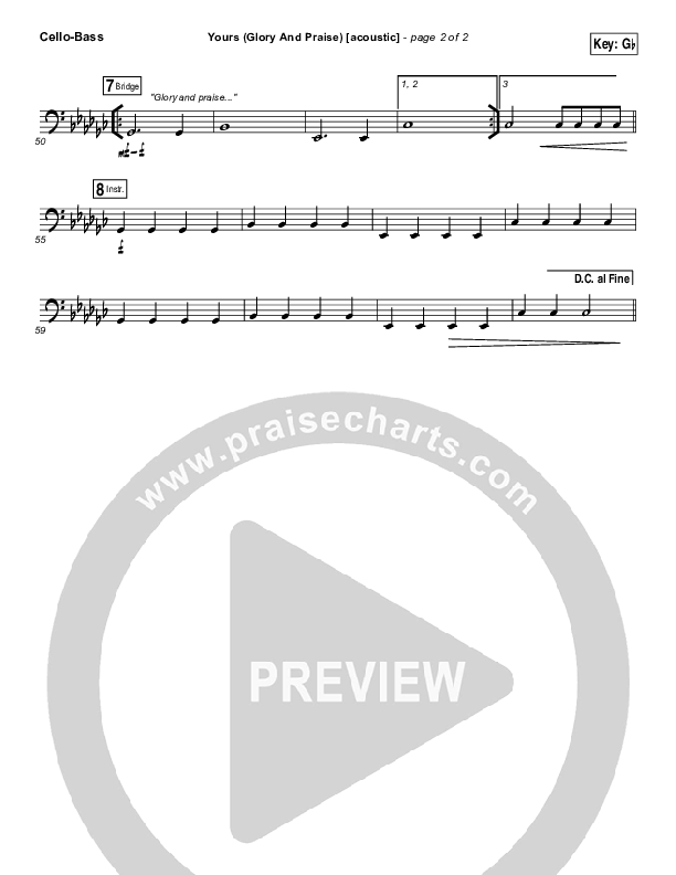 Yours (Glory And Praise) (Acoustic) Cello/Bass (Elevation Worship)