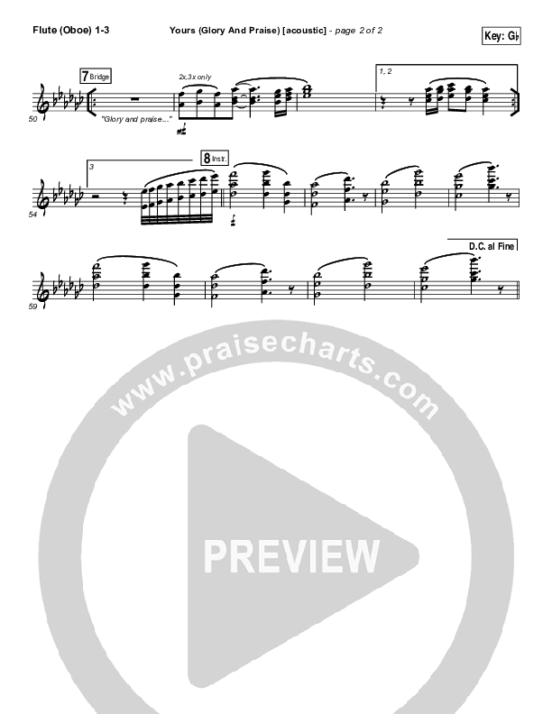 Yours (Glory And Praise) (Acoustic) Flute/Oboe 1/2/3 (Elevation Worship)