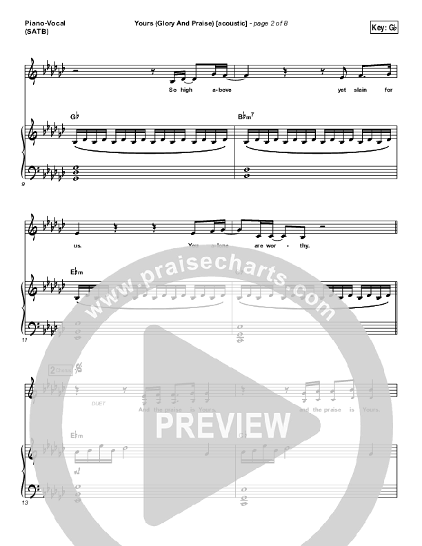 Yours (Glory And Praise) (Acoustic) Piano/Vocal Pack (Elevation Worship)