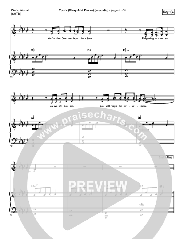 Yours (Glory And Praise) (Acoustic) Piano/Vocal Pack (Elevation Worship)