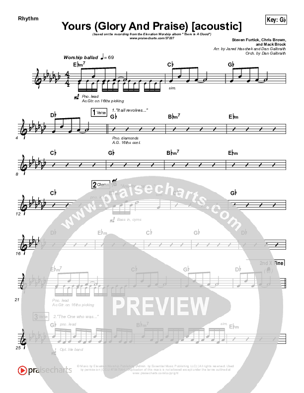 Yours (Glory And Praise) (Acoustic) Rhythm Chart (Elevation Worship)