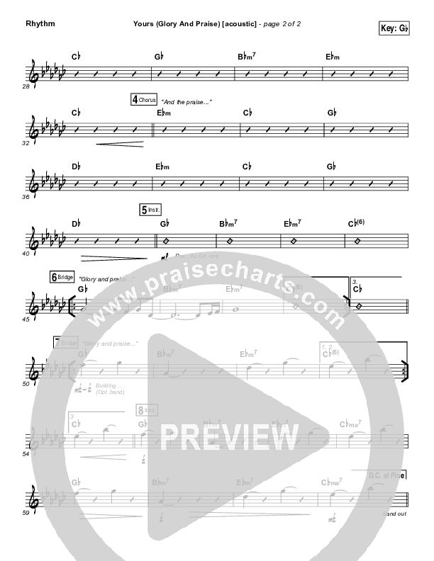 Yours (Glory And Praise) (Acoustic) Rhythm Chart (Elevation Worship)