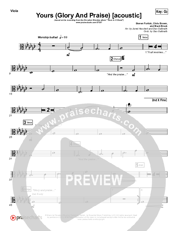 Yours (Glory And Praise) (Acoustic) Viola (Elevation Worship)