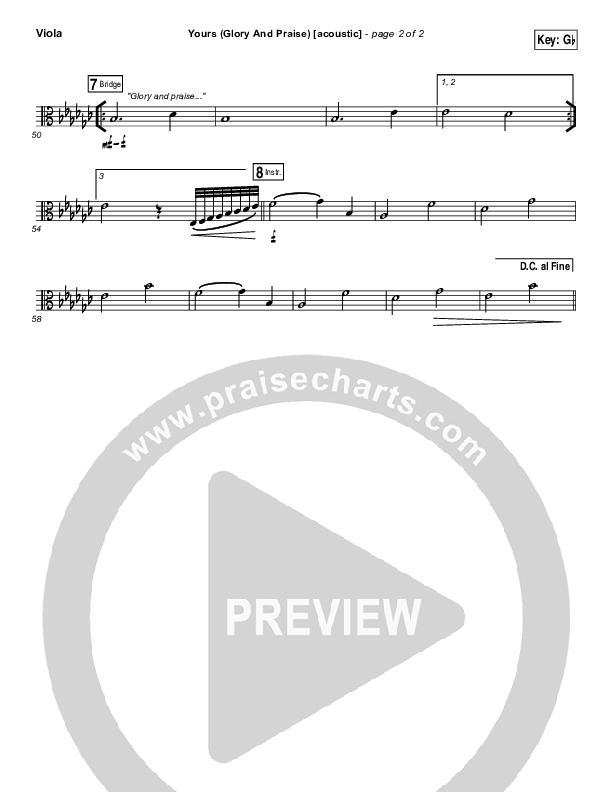 Yours (Glory And Praise) (Acoustic) Viola (Elevation Worship)