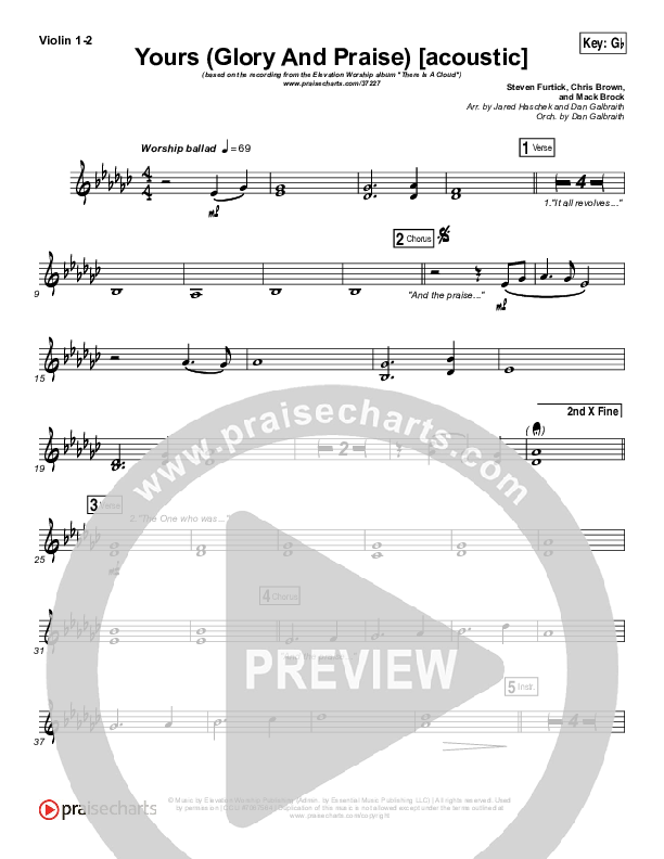 Yours (Glory And Praise) (Acoustic) Violin 1/2 (Elevation Worship)