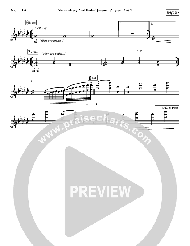 Yours (Glory And Praise) (Acoustic) Violin 1/2 (Elevation Worship)