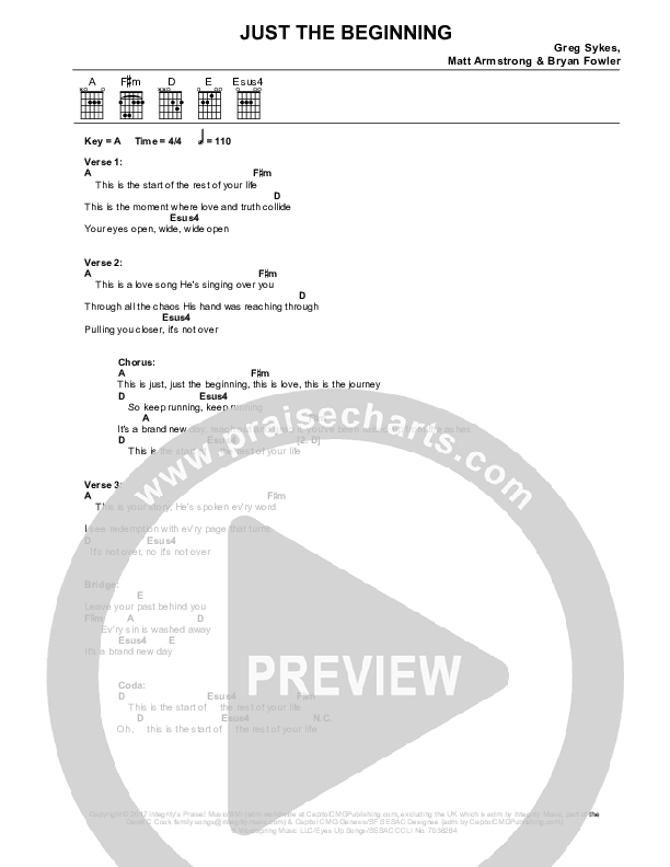 Just The Beginning Chords & Lyrics (Greg Sykes)
