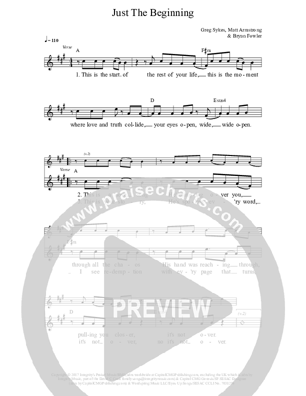 Just The Beginning Lead Sheet (Greg Sykes)