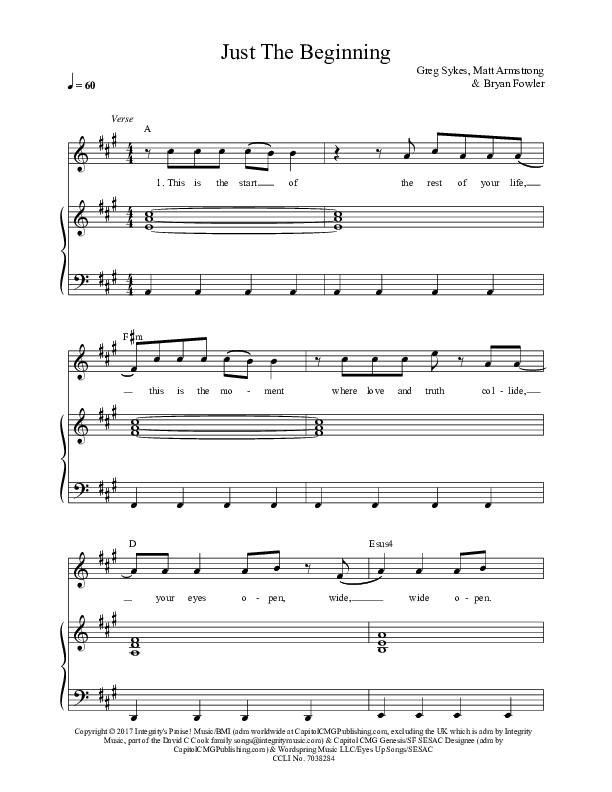 Just The Beginning Piano/Vocal (Greg Sykes)