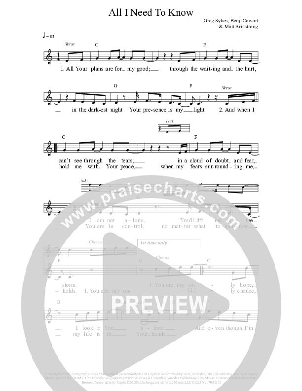 All I Need To Know Lead Sheet (Greg Sykes)