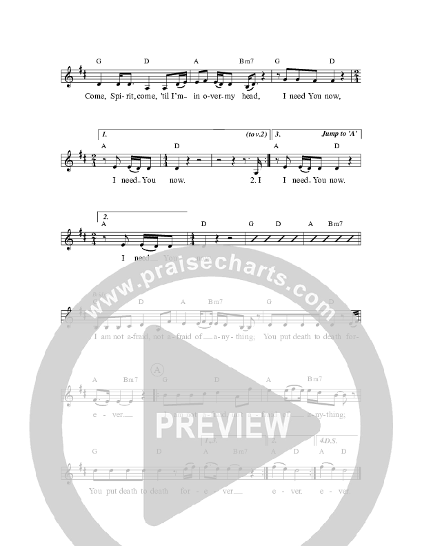 Need You Now Lead Sheet (Greg Sykes)
