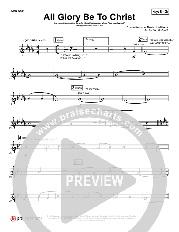 All Glory Be To Christ Alto Sax (Kings Kaleidoscope)