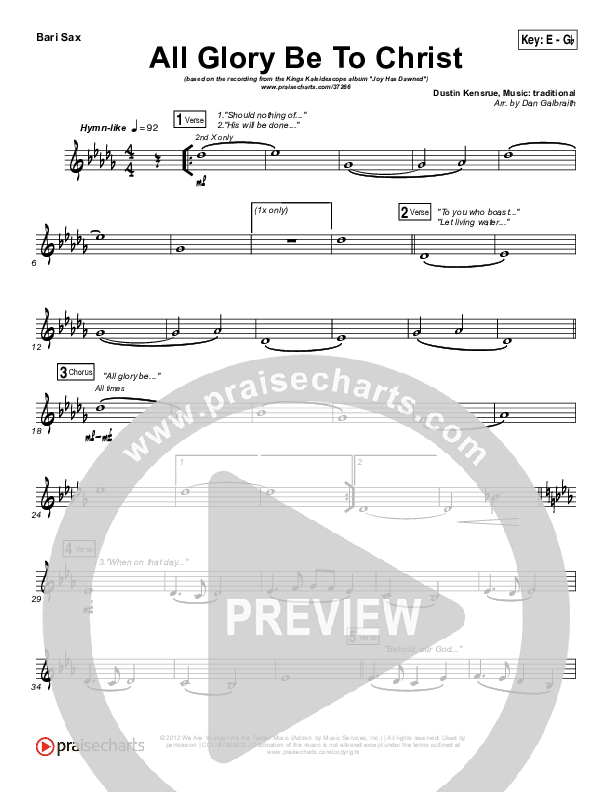 All Glory Be To Christ Bari Sax (Kings Kaleidoscope)