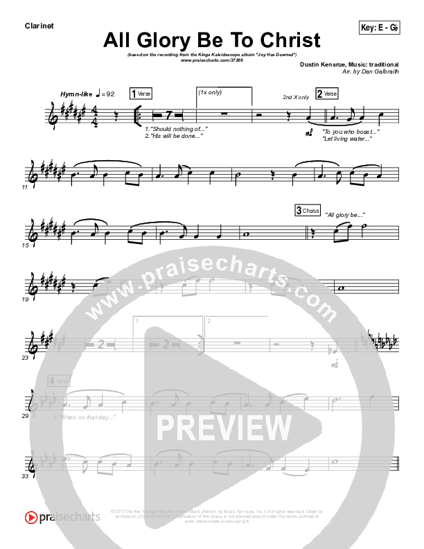 All Glory Be To Christ Clarinet (Kings Kaleidoscope)