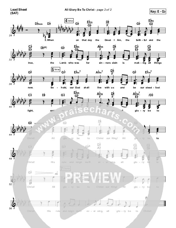 All Glory Be To Christ Lead Sheet (SAT) (Kings Kaleidoscope)