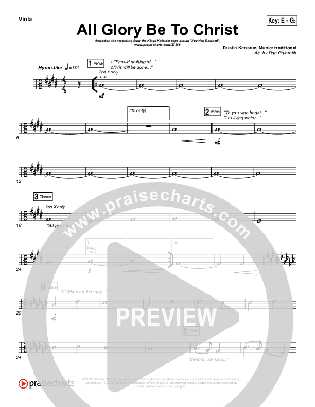 All Glory Be To Christ Viola (Kings Kaleidoscope)