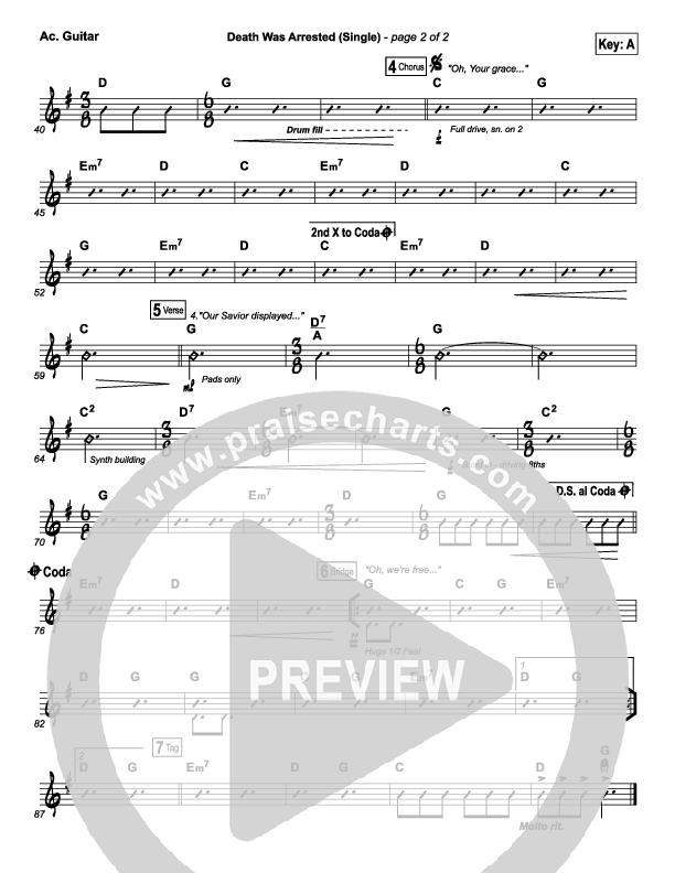 Death Was Arrested Acoustic Guitar (Capo 2) (North Point Worship / Seth Condrey)