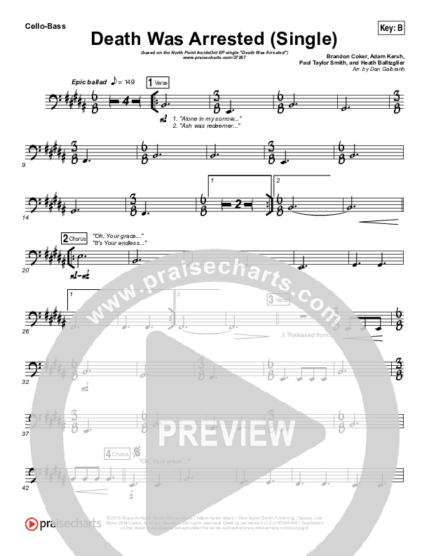 Death Was Arrested Cello/Bass (North Point Worship / Seth Condrey)