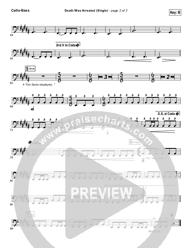 Death Was Arrested Cello/Bass (North Point Worship / Seth Condrey)