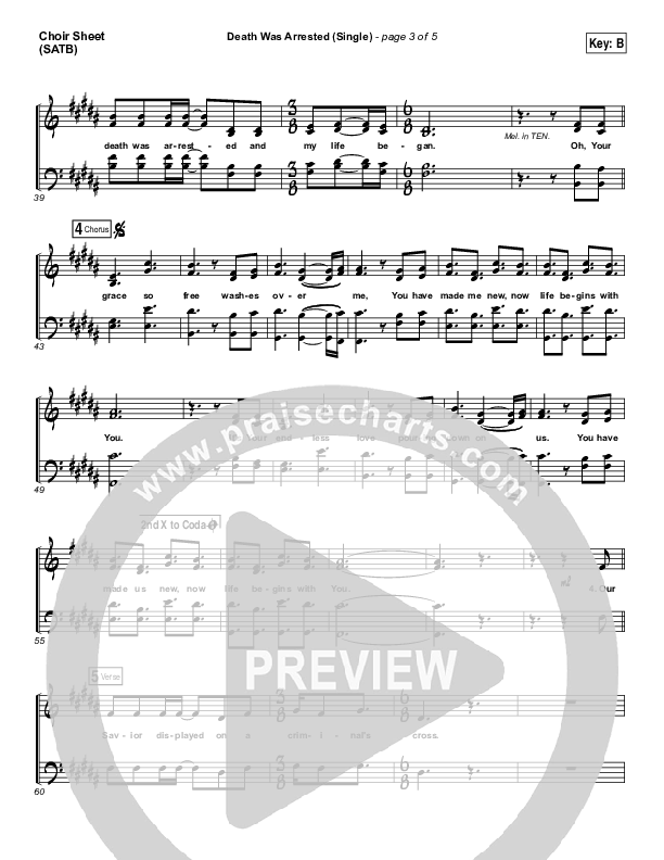 Death Was Arrested Choir Sheet (SATB) (North Point Worship / Seth Condrey)