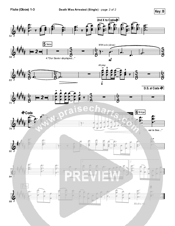 Death Was Arrested Flute/Oboe 1/2/3 (North Point Worship / Seth Condrey)